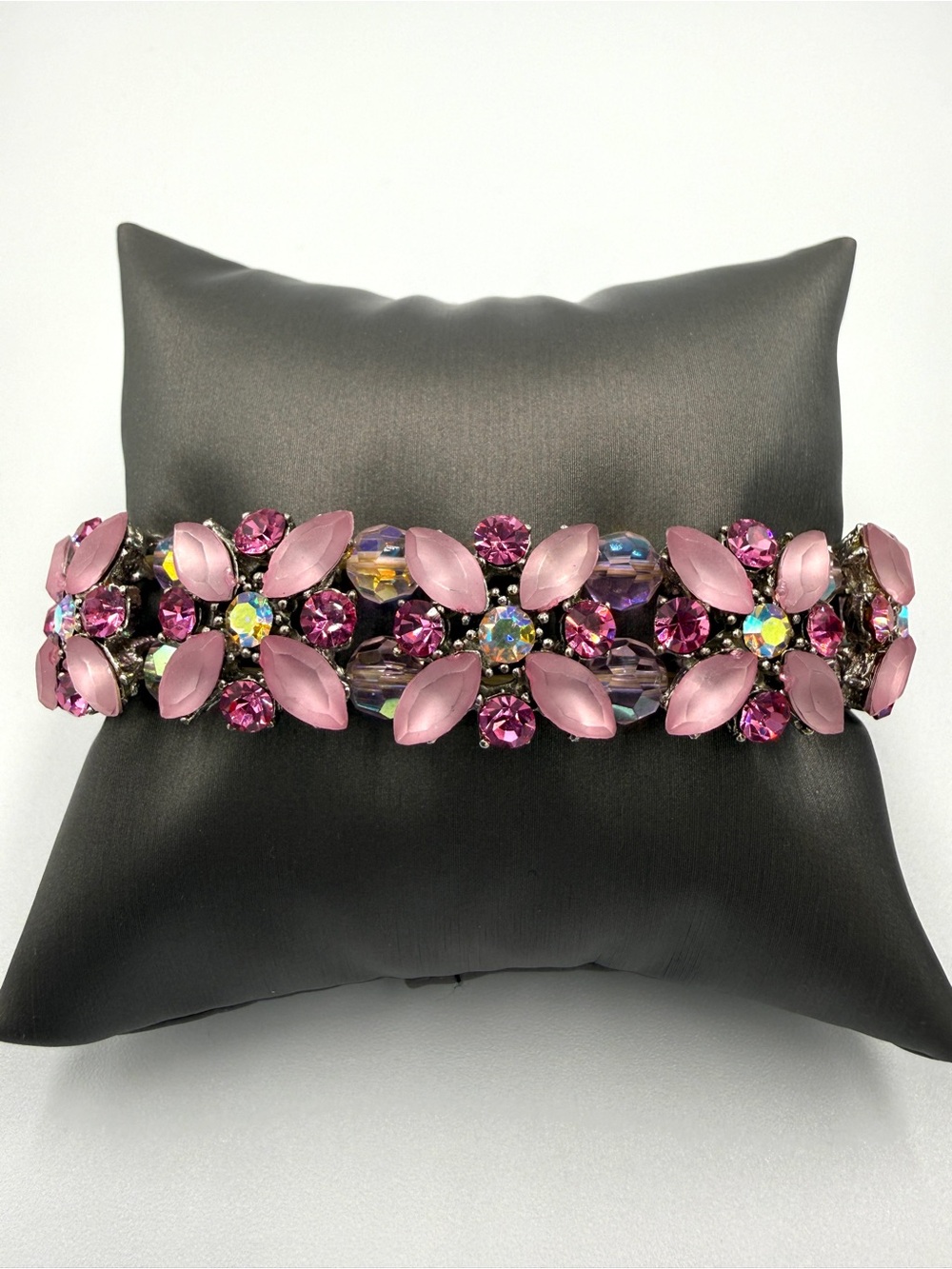 Pink Crystal Floral Stretch Bracelet - Women's Jewelry